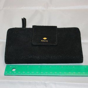 Black suede Fossil wallet